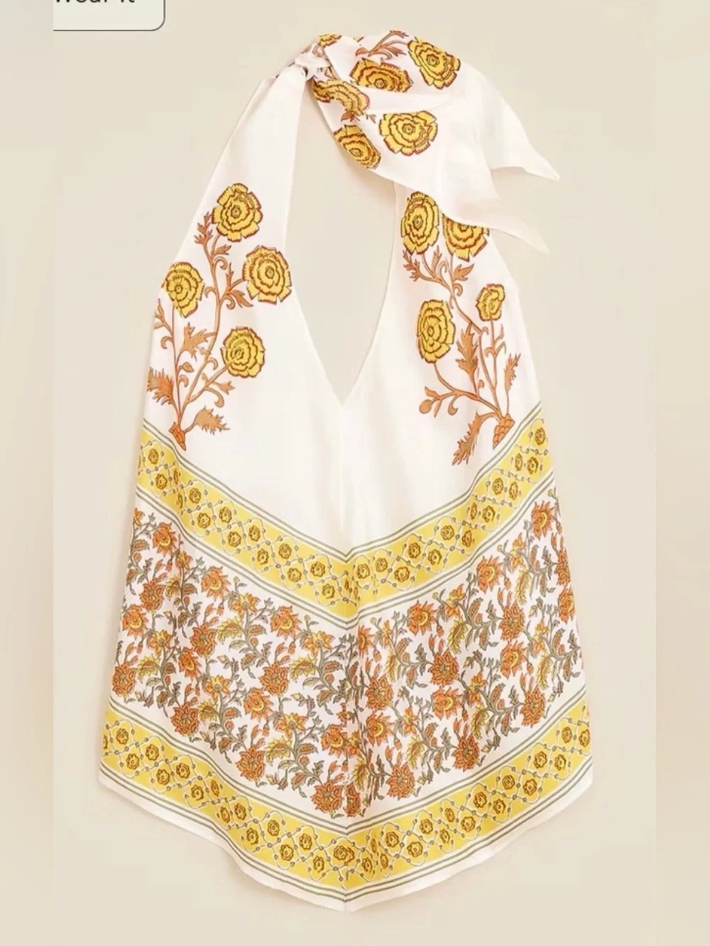 J.Crew Open-back halter top in sunset rose block print